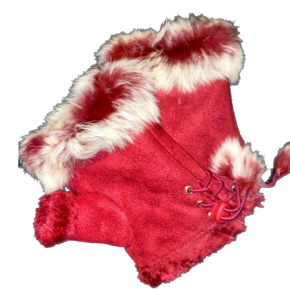 Dark Merlot Faux Fur Fingerless Gloves
